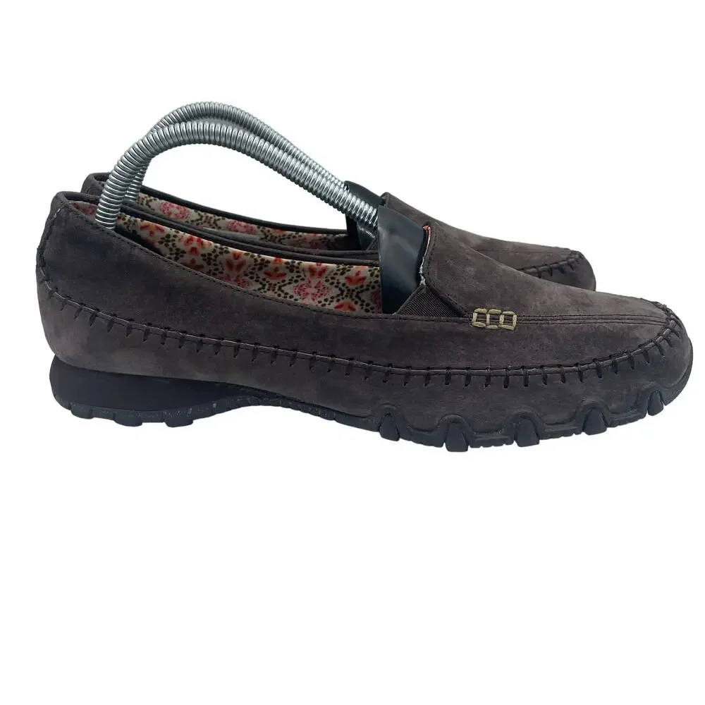 Skechers Relaxed Biker Pedestrian Suede Chocolate Brown Flats Loafers Womens 10